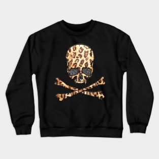 Leopard Skull Cheetah Skull Cross Bone Crewneck Sweatshirt